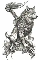 Viking wolf hybrid tattoo design idea