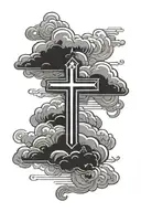 cloud background black with Christian Cross tattoo design idea