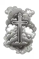 cloud background black with Christian Cross tattoo design idea