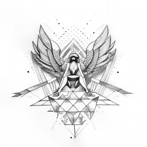 fall of Icarus with Greek architecture tattoo design idea