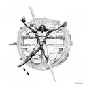 fall of Icarus with Greek architecture around it  tattoo design idea