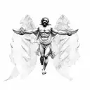 fall of Icarus with Greek architecture around it  tattoo design idea