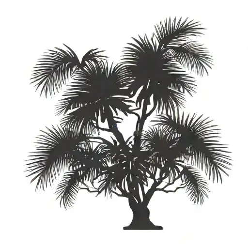 Palmetto tree with the words "Cola" in the tree tattoo design idea
