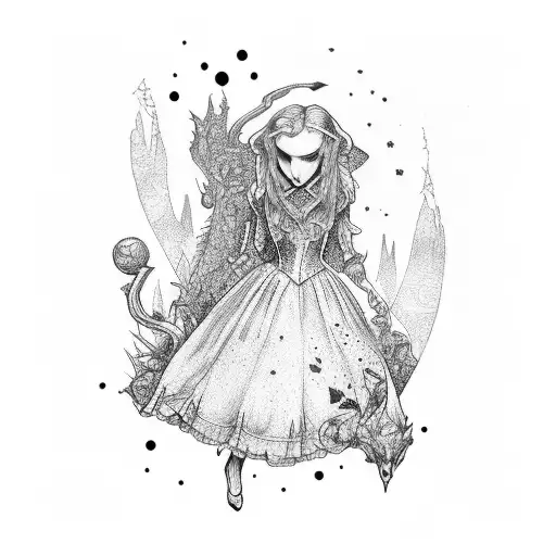 Alice and wonderland tattoo design idea