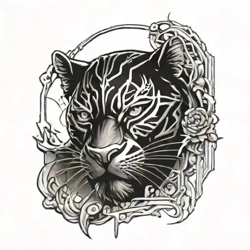 Black panther, gladiator, thunder storm tattoo design idea