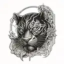 Black panther, gladiator, thunder storm tattoo design idea