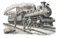 train robbery scene set tattoo design idea