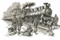 train robbery scene set tattoo design idea