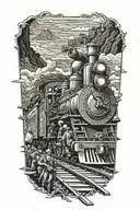 train robbery scene tattoo design idea