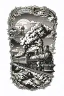 train robbery scene tattoo design idea