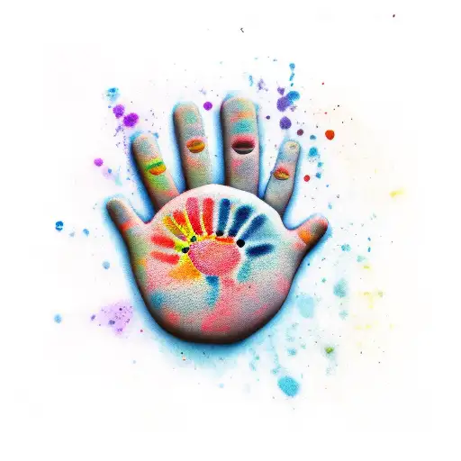 Baby Handprint with name AMELIA tattoo design idea