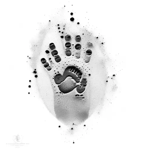 Baby Handprint with name "AMELIA"  tattoo design idea