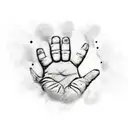 Baby Handprint with name AMELIA tattoo design idea