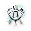 Baby Handprint with name AMELIA tattoo design idea