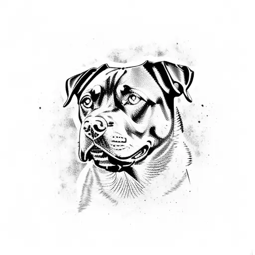 A majestic rottweiler surrounded by a vibrant abstract art background tattoo design idea