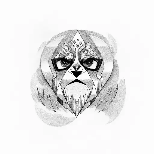 gallo mamado de color negro y con barba tattoo design idea