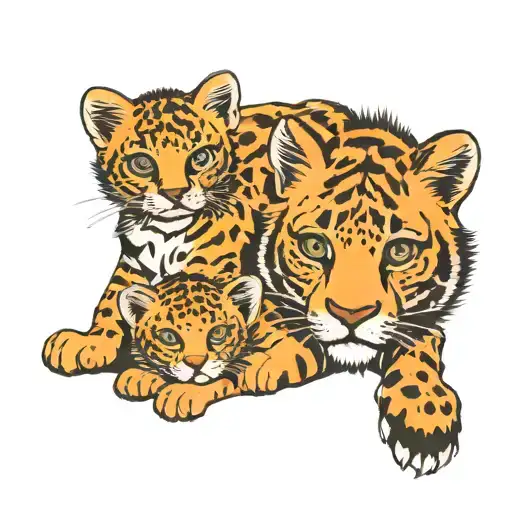 baby cat, baby cheetah and baby tiger  tattoo design idea