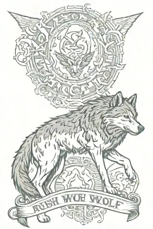 rush wolf tattoo design idea