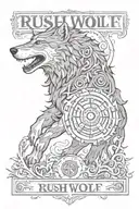 rush wolf tattoo design idea