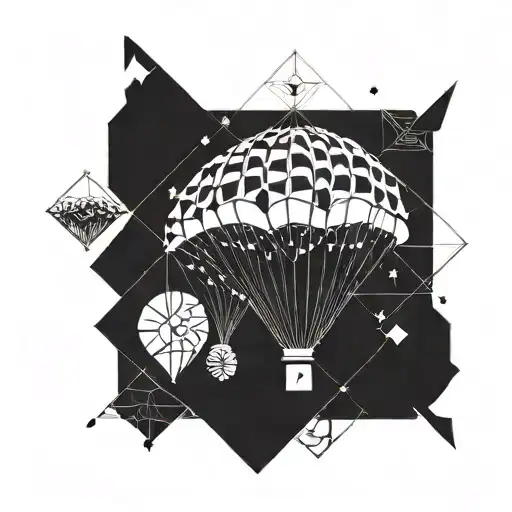 A geometric pattern inspired by the shapes of paragliders and kites, symbolizing the client's passion for both activities tattoo design idea