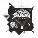 A geometric pattern inspired by the shapes of paragliders and kites, symbolizing the client's passion for both activities tattoo design idea