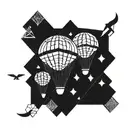 A geometric pattern inspired by the shapes of paragliders and kites, symbolizing the client's passion for both activities tattoo design idea