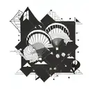 A geometric pattern inspired by the shapes of paragliders and kites, symbolizing the client's passion for both activities tattoo design idea