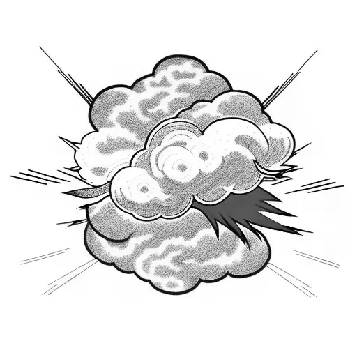 explosion cloud with red and blue lightning flowing through it  tattoo design idea