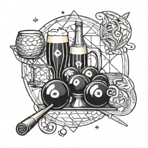 billiards and beer  tattoo design idea
