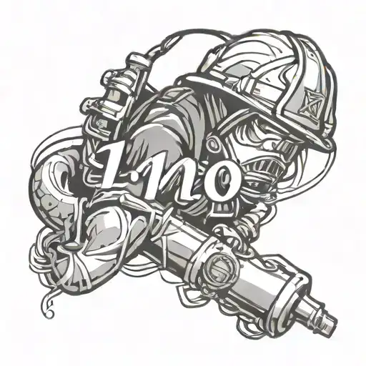 the phrase "1Mo" with firefighter theme tattoo design idea