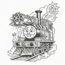 Thomas the tank with Elsa Fire Stars tattoo design idea