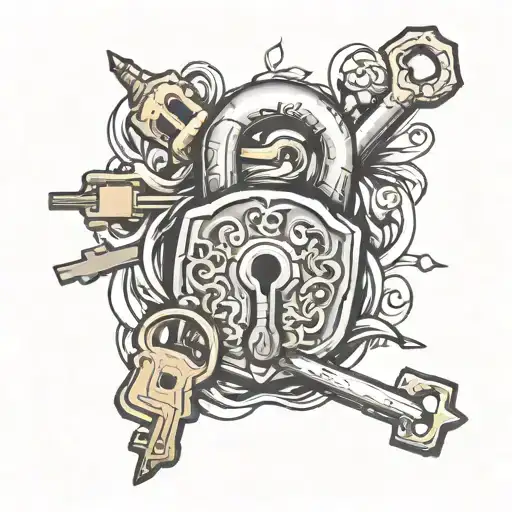 a lock and a key seperate images tattoo design idea
