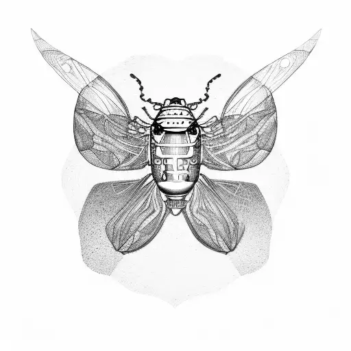cyber cicada tattoo design idea