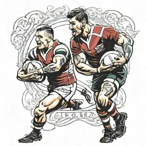 rugby players tattoo design idea