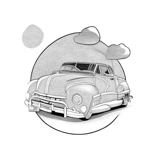 car on road tattoo design idea