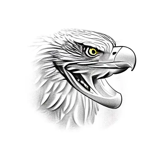 a white-tailed eagle holding a cobra in its talons with its beak open as it shouted at a snake. chest tattoo design idea