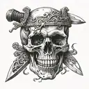 skull and knife tattoo design idea