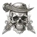 skull and knife tattoo design idea