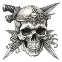 skull and knife tattoo design idea