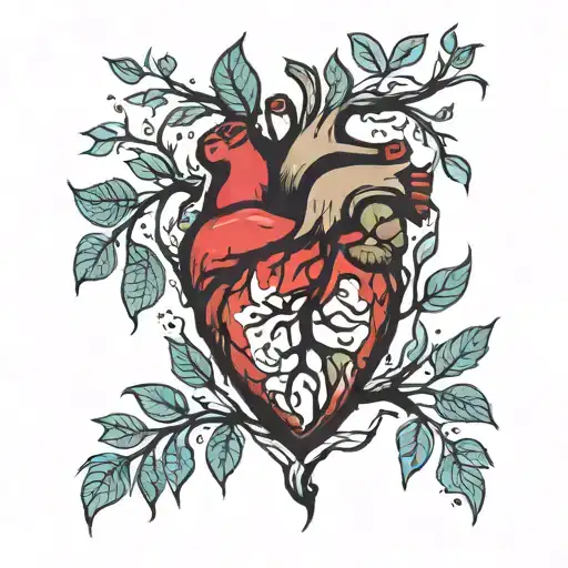human heart with tree of life branches with Joshua Gerrie Jacob tattoo design idea