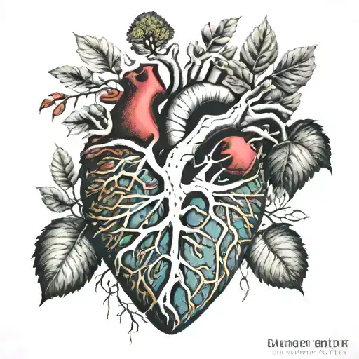human heart with tree of life branches with Joshua Gerrie Jacob tattoo design idea
