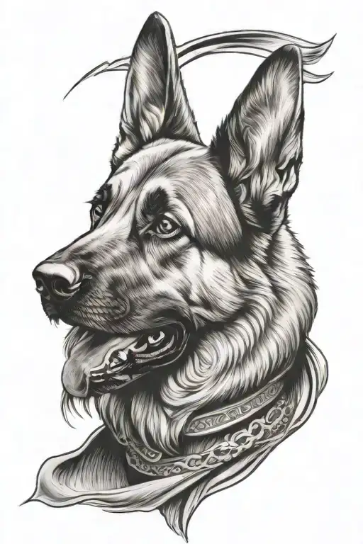 sleeve tattoo design of German shepherd dog tattoo design idea
