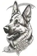 sleeve tattoo design of German shepherd dog combined with mandala tattoo design idea