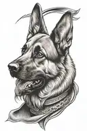 sleeve tattoo design of German shepherd dog tattoo design idea