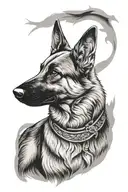 sleeve tattoo design of German shepherd dog tattoo design idea