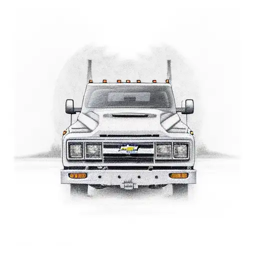 A realistic portrait of your 89 Chevy truck surrounded by oilfield equipment tattoo design idea