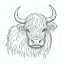 cute emo highland cow with bangs covering one eye  tattoo design idea