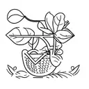 A minimalist coffee bean plant growing out of a bicycle basket tattoo design idea