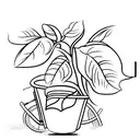 A minimalist coffee bean plant growing out of a bicycle basket tattoo design idea