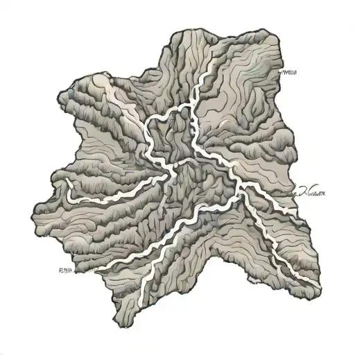 a topographical map of the New River Gorge National Park   tattoo design idea
